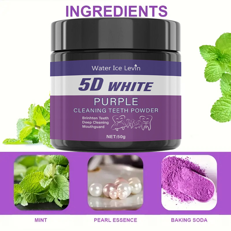 Teeth Whitening Baking Soda - Bubuk Pembersih Gigi 5D Putih Ungu.