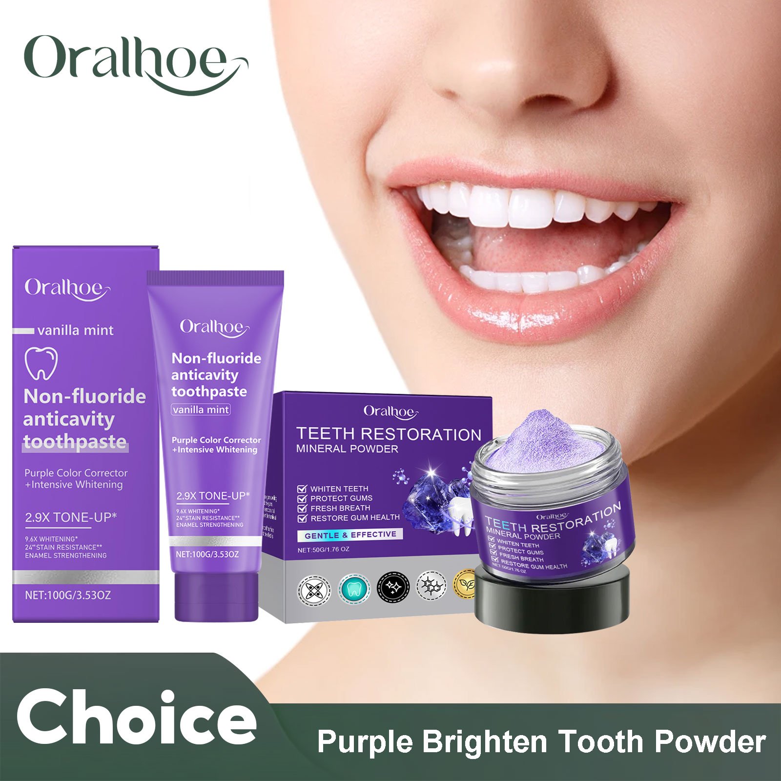 Teeth Whitening Mousse - Bubuk Mineral restorasi gigi, pasta gigi