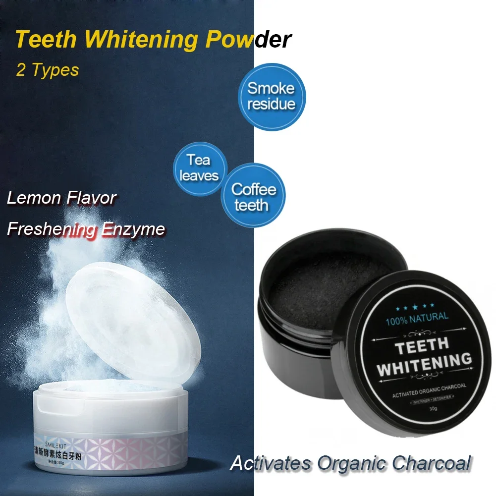 Bubuk pemutih gigi, 2 jenis, a - Teeth Whitening Activated Organic Charcoal ulasan dan harga